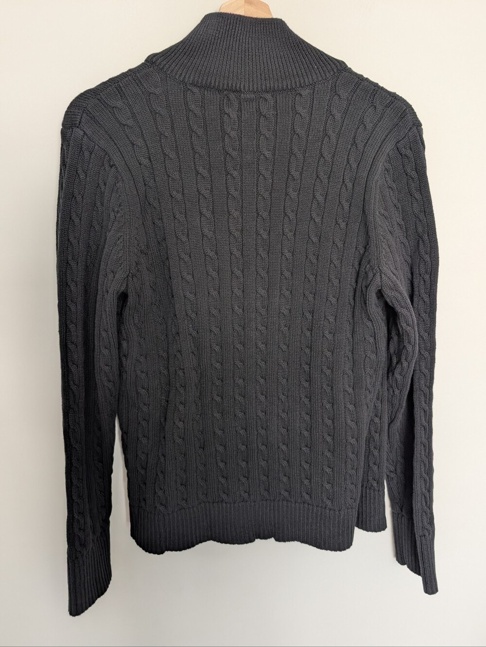 Lauren Ralph Lauren Active Black Full Zip Cable Knit Sweater Size XL Crest - Picture 8 of 10